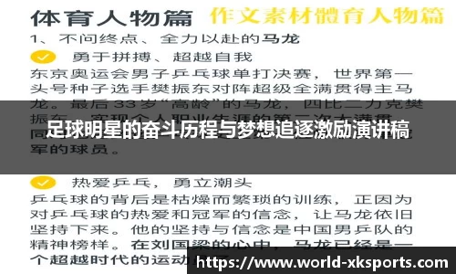 足球明星的奋斗历程与梦想追逐激励演讲稿